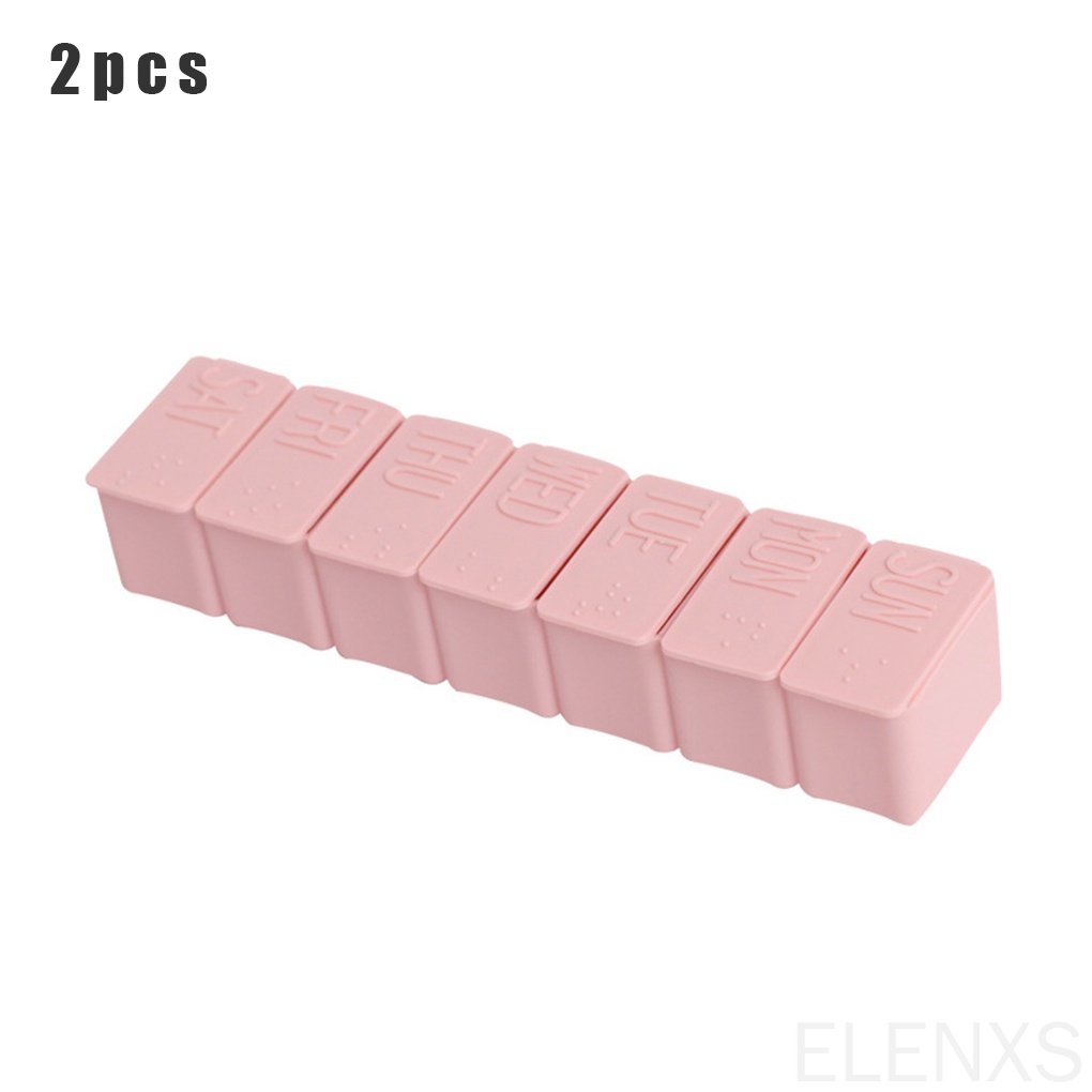Set 2 hộp đựng thuốc 7 ngăn bằng nhựa tiện dụng