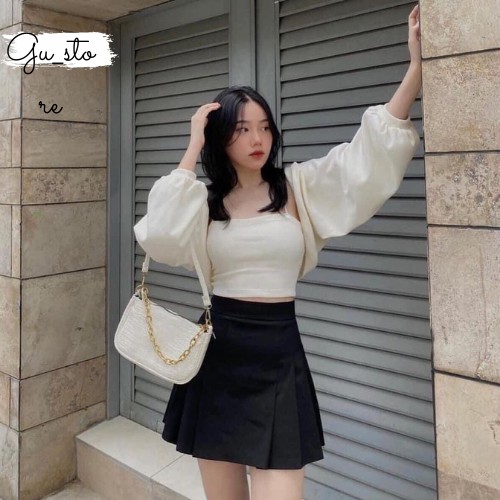 Áo Croptop Tay Dài kèm áo hai dây bên trong phong cách Ulzzang  Tay Ngắn dáng ôm body, Croptop Nữ Tay Dài mã136