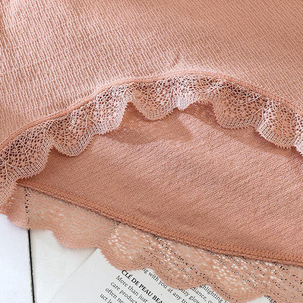 Quần Lót Cotton Mềm Màu Trơn Phối Ren Hoa Gợi Cảm Cho Nữ