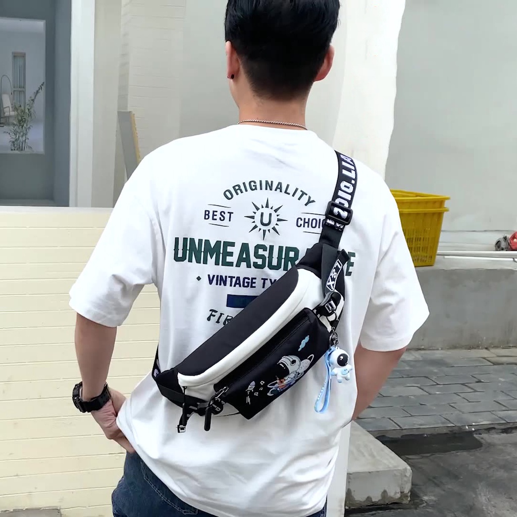 Túi đeo chéo nam, túi bao tử họa tiết phi hành gia Nasa thời trang phong cách Hàn Quốc - Túi Ngang,  Apolo Shop