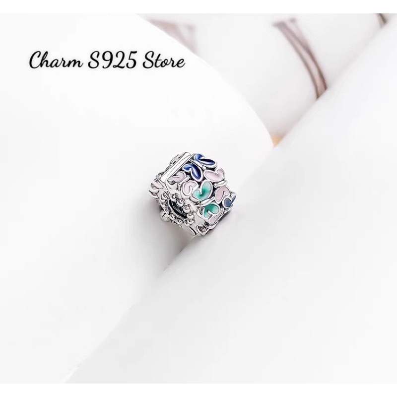 charm pan khoá chặn hoạ tiết sắc màu butterfly bạc s925 cao cấp