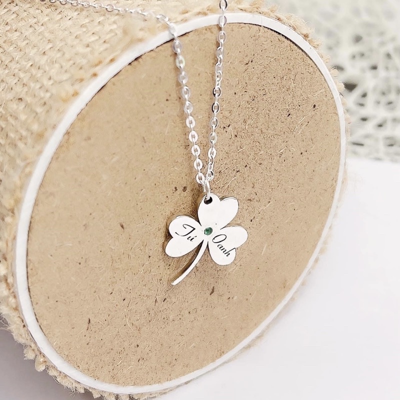 Dây chuyền cỏ 3 lá khắc tên miễn phí - Dây chuyền cỏ ba lá khắc tên - Vàng Bạc Khải Khải