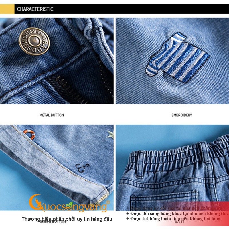 Quần short nữ jean quần jean nữ short thêu màu xanh nhạt GLQ081 Cuocsongvang
