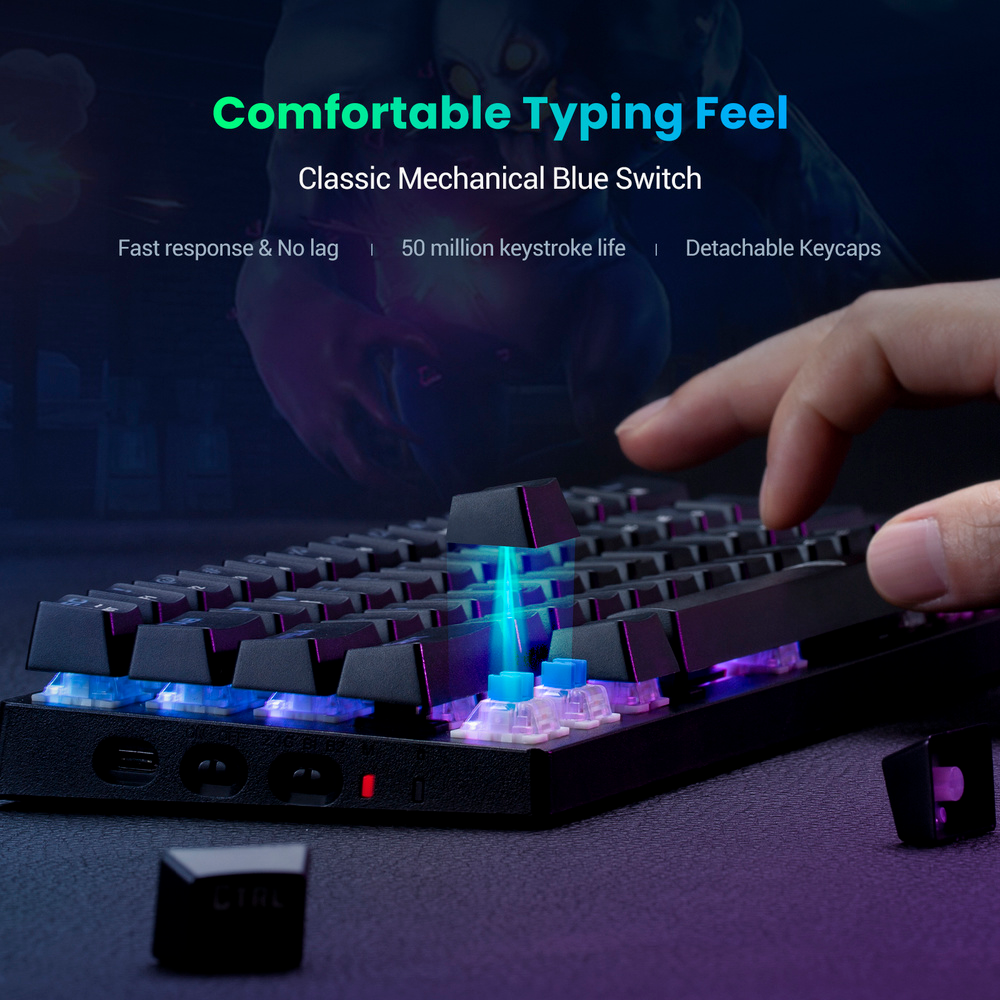 Bàn PhíM Cơ Gaming Không Dây VictSing PC335 60%, TíCh HợP Công TắC Blue Switchs