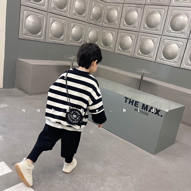 Áo Sweater Giả Hai Mảnh Họa Tiết Kẻ Sọc Phong Cách Phương Tây Thời Trang Xuân Thu Mới Dành Cho Bé Trai Bé Gái