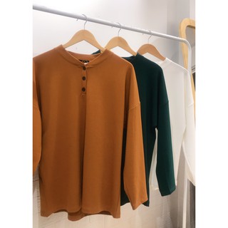 Áo nỉ nam dài tay, áo nỉ cotton có cúc, chất liệu dày dặn