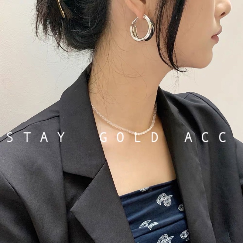 Khuyên tai khoanh tròn đơn giản - Hoa tai trơn xinh