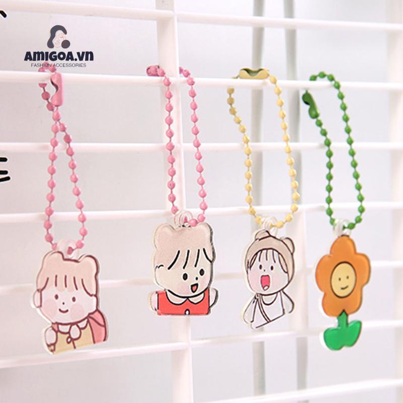 Móc Chìa Khóa Dạng Chuỗi Hạt acrylic Họa Tiết Gấu Dễ Thương Nhiều Màu Sắc