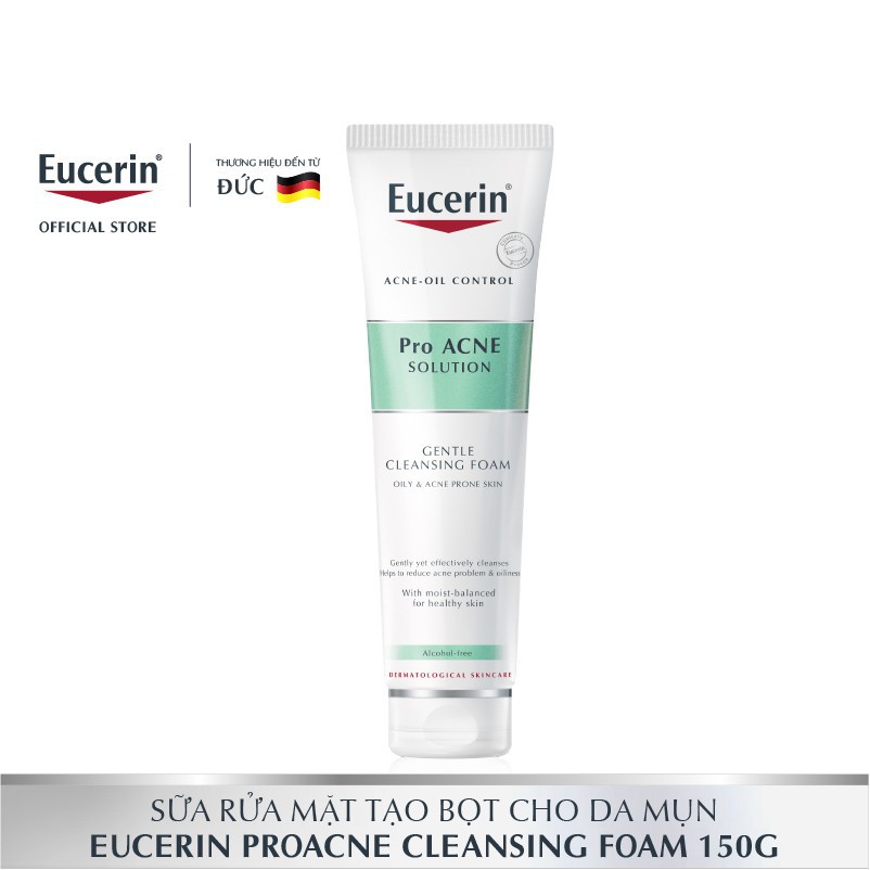 Eucerin Sữa Rửa Mặt Tạo Bọt Cho Da Mụn Pro Acne Solution Gentle Cleansing Foam 150g