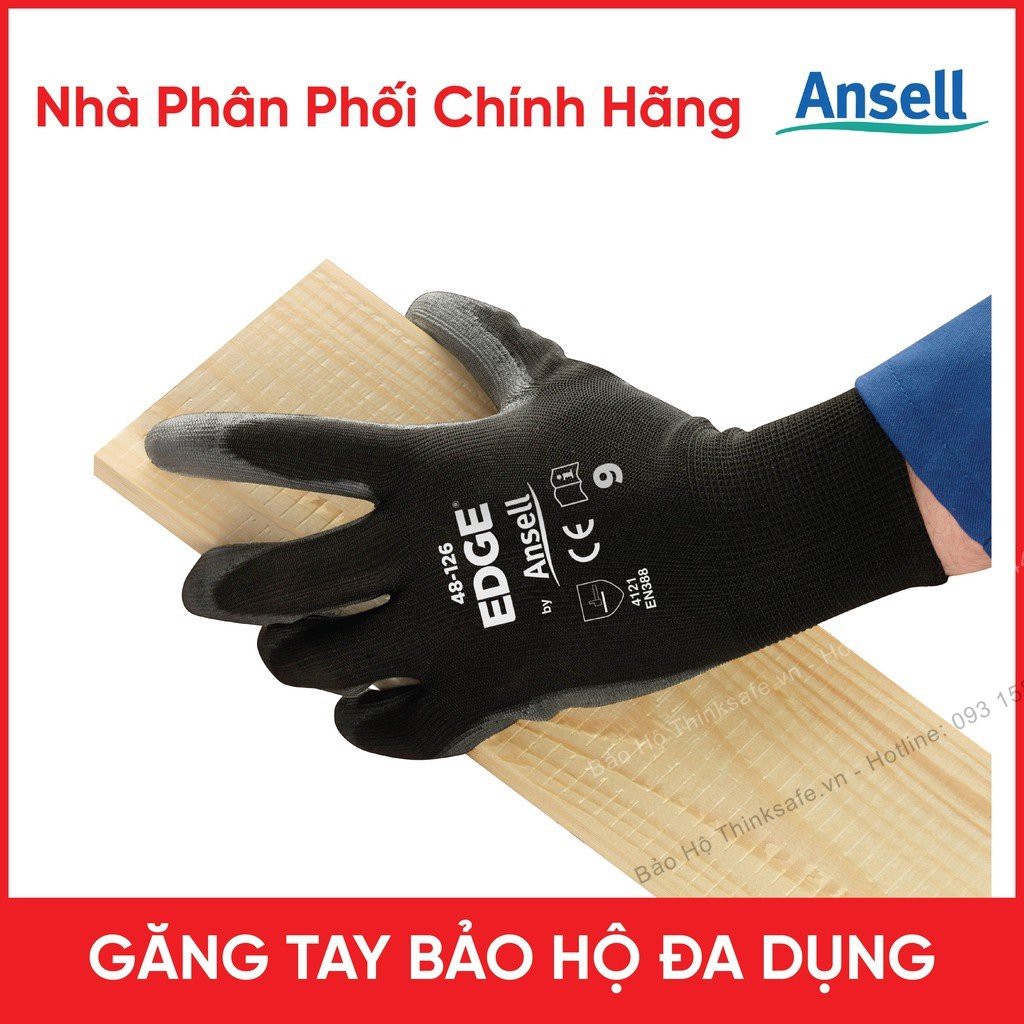 Găng tay đa dụng Ansell Edge 48-126 - Bao tay phủ PU độ bám tốt độ bền cao - Bảo hộ Thinksafe