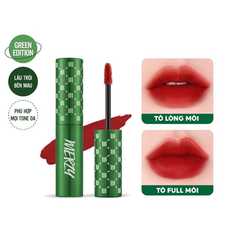 Son kem lì Merzy The First Velvet tint V6 Green