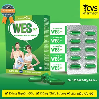 WES DAY (Healthy Weight Loss Support) - Hỗ Trợ Tăng Cường Chuyển Hóa Giảm Hấp Thu Chất Béo, Giảm Cân - cvspharmacy
