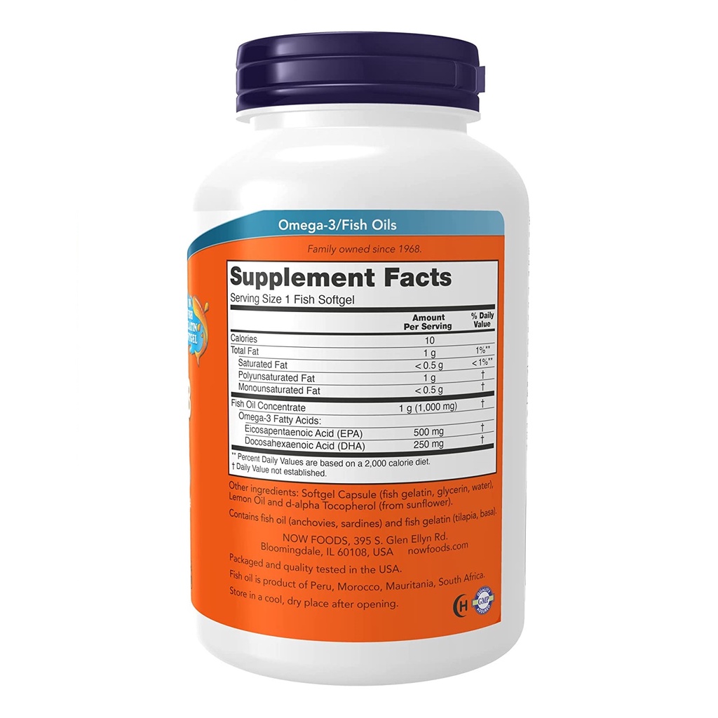 Now Ultra Omega 3 500 EPA / 250 DHA Viên uống dầu cá Omega-3 180 viên