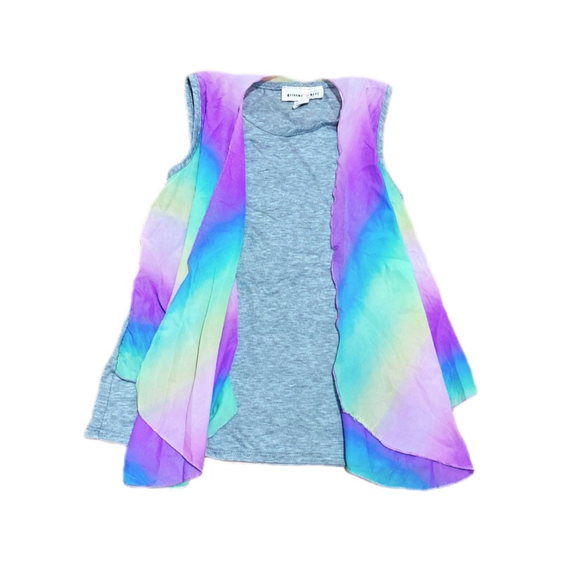 Áo thun xám loang phối voan bé gái