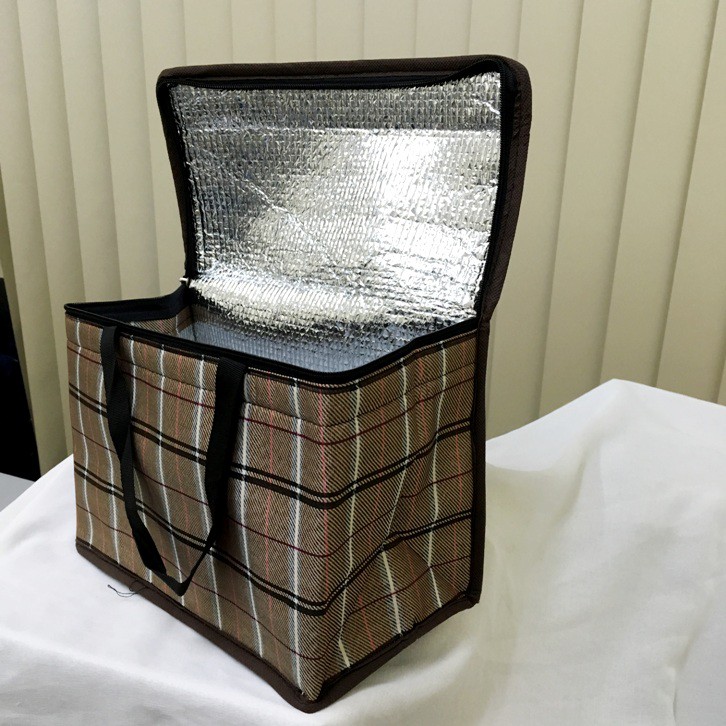 Túi giữ nhiệt loại lớn hình hộp ngang, vải bố dầy 30x16x25cm. tx92
