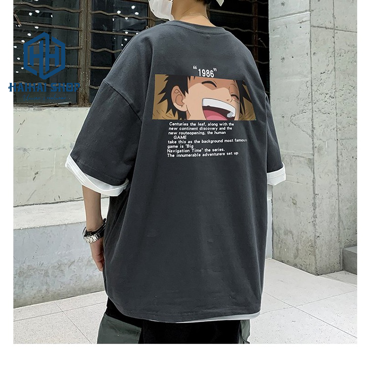 Áo Thun Tay Lỡ Form Rộng Unisex In Hình LUFFY (45-80kg), HaiHaiShop- TLLC30.
