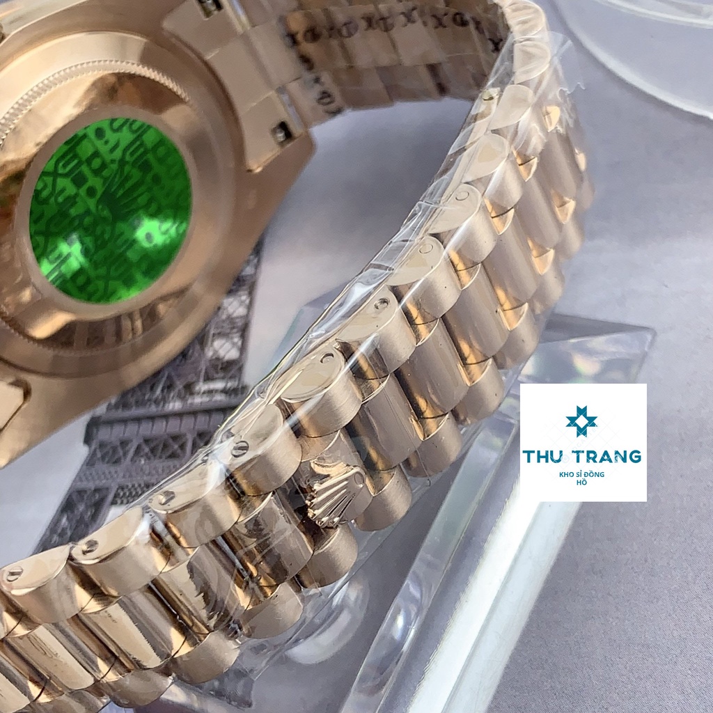 Đồng hồ nam Rolex đồng hồ cơ Automatic Rolex classic 2 lịch mặt KHẢM TRAI trắng viền đá size 40-41mm