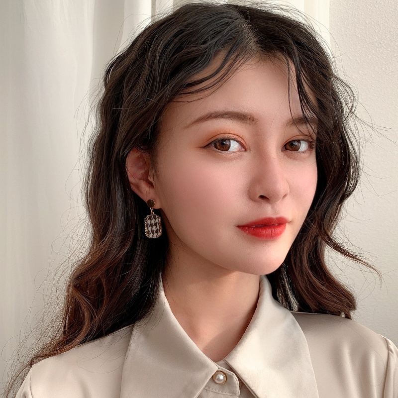 Bông tai bạc thiết kế đơn giản phong cách retro Hàn Quốc 2023