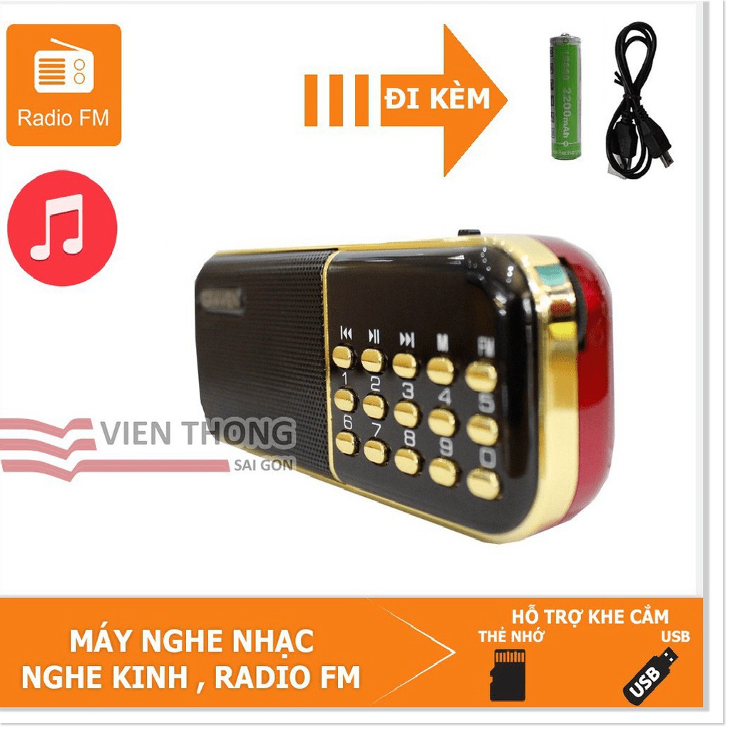 Máy - loa nghe kinh, FM, nhạc đa năng, Craven CR-25A có khe Thẻ nhớ/USB (kèm pin 2200mah + cáp)