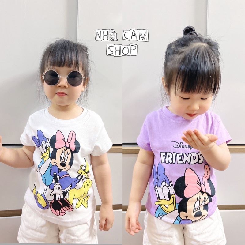 Áo Cộc Tay Bé Gái , Áo Pull Cộc Tay Mickey, Set 2 Áo Mickey Trắng Tím Cotton Mát - Nhà Cam