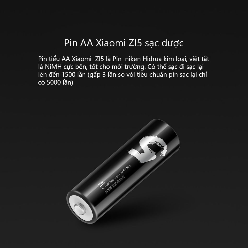 Hộp 4 Pin AA số 5 sạc lại 800 lần Xiaomi ZI5 Ni-MH Rechargeable Battery - Shop Điện Máy Center