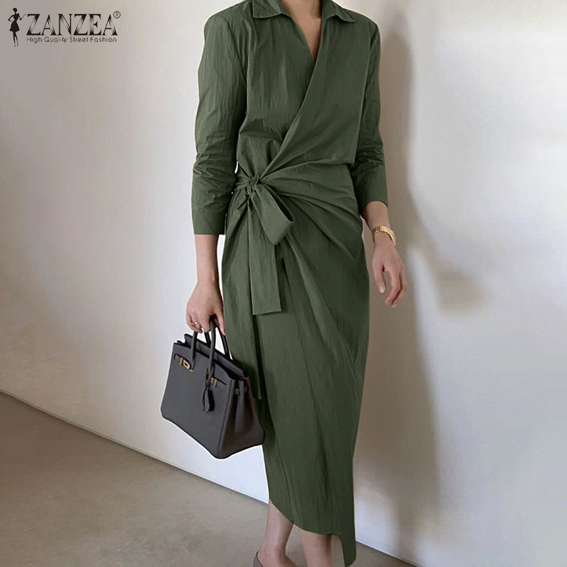 Đầm Maxi ZANZEA Tay Lửng 3 /4 Thời Trang Cho Nữ