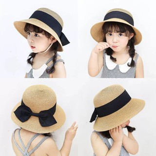 Mũ Cói Du Lịch Thắt Nơ Bé Gái