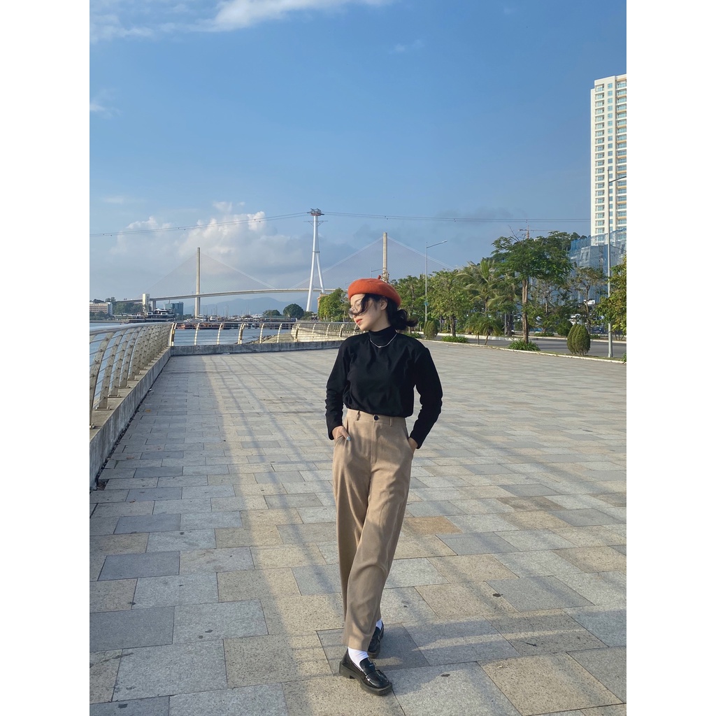 Quần ống suông nhung tăm