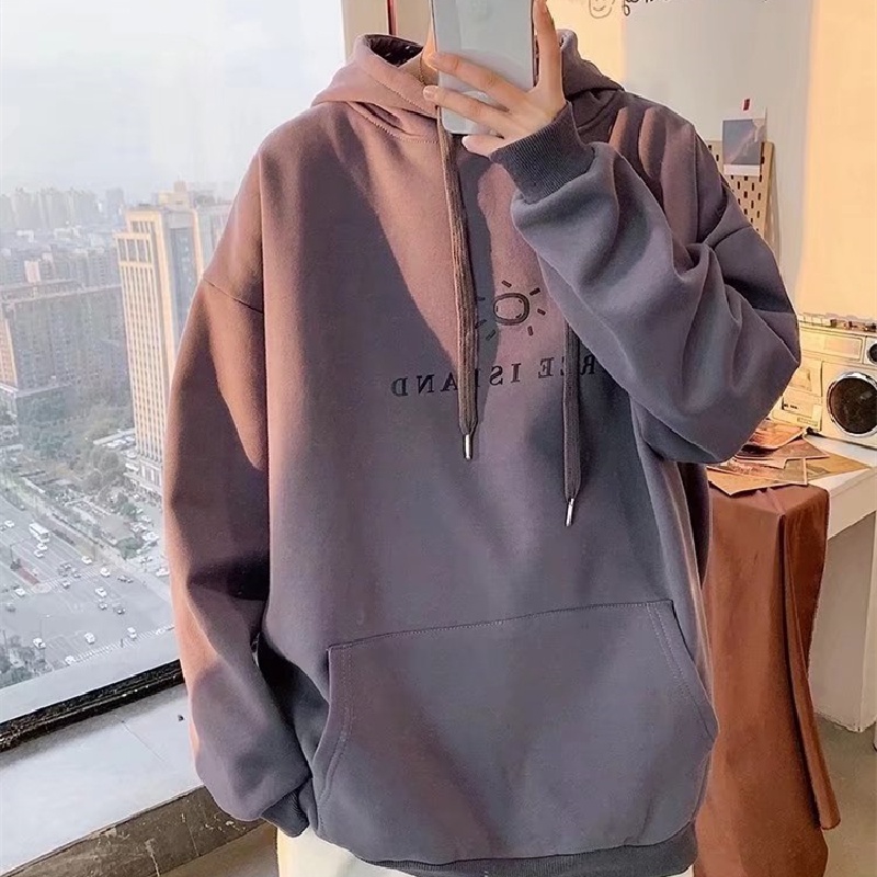 Áo hoodie tay dài dáng rộng in chữ phong cách Nhật Bản thời trang mùa đông cho nam có size lớn M-5XL