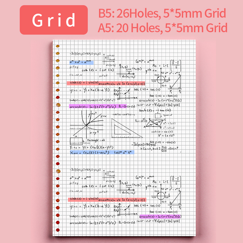 Set 60 tờ giấy gắn sổ khổ A5/B5 với 20/26 lỗ xinh xắn dùng thay thế tiện lợi