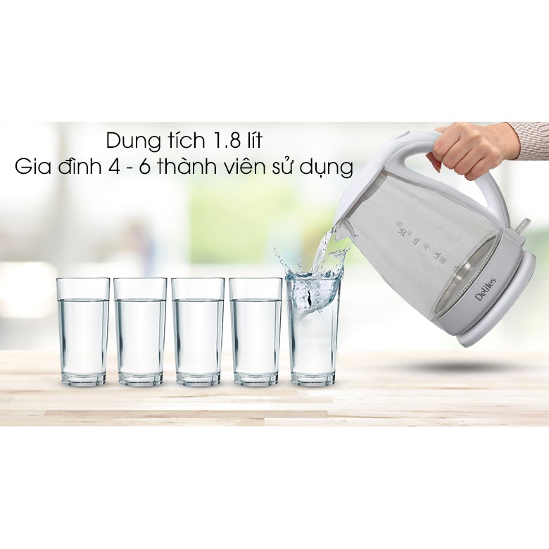 Bình siêu tốc Delites 1.8 lít ST18G02 trắng