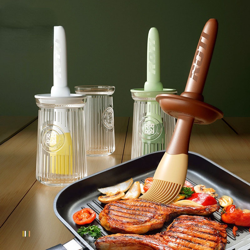 Bình Đựng Dầu Có Cọ Quét Bằng Silicone Chịu Nhiệt Độ Cao Tiện Dụng Cho Nhà Bếp