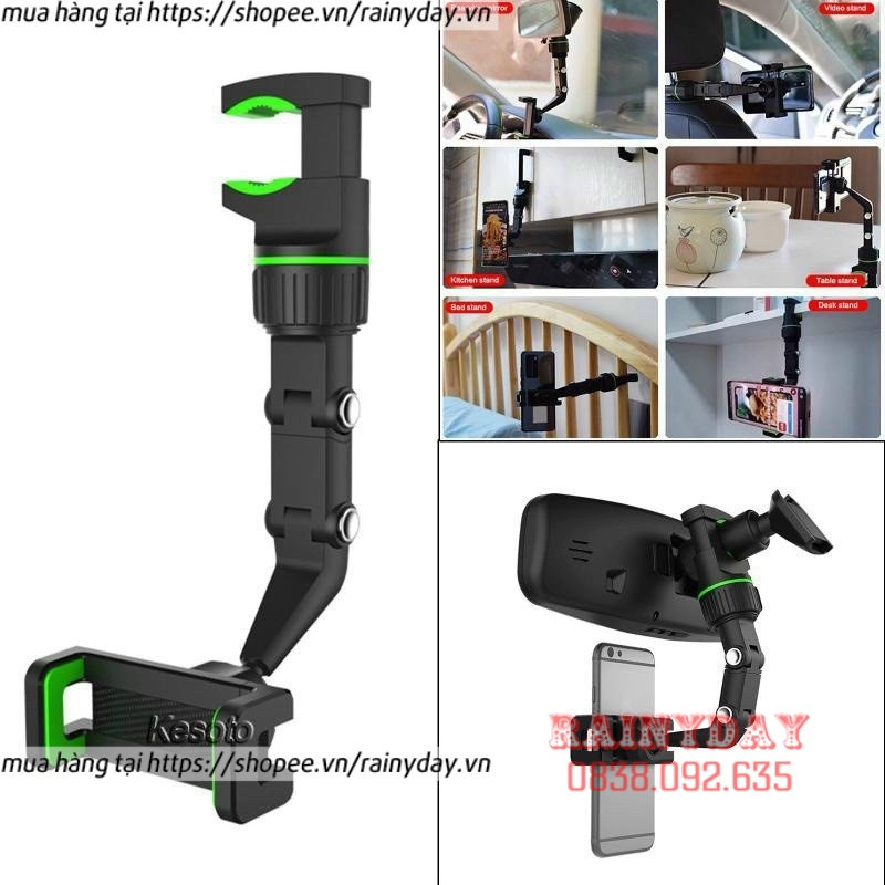 Giá đỡ kẹp điện thoại gắn gương chiếu hậu ô tô xoay 360 phụ kiện dành cho xe hơi ô tô