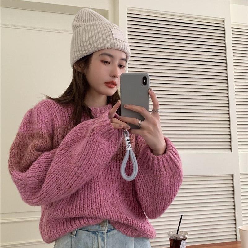 Áo Sweater Tay Dài Cổ Tròn Màu Gradient Phong Cách Hàn Quốc Thời Trang Thu Đông 2022 Mới