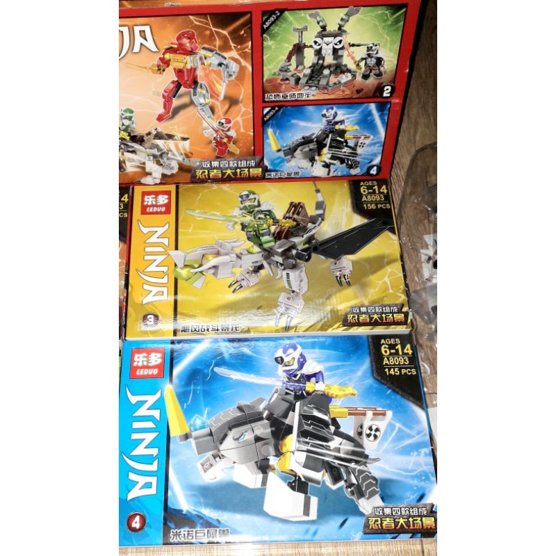Lắp ráp 1 hộp LegoNinja Rồng A8093 có nhiều chi tiết bằng nhựa