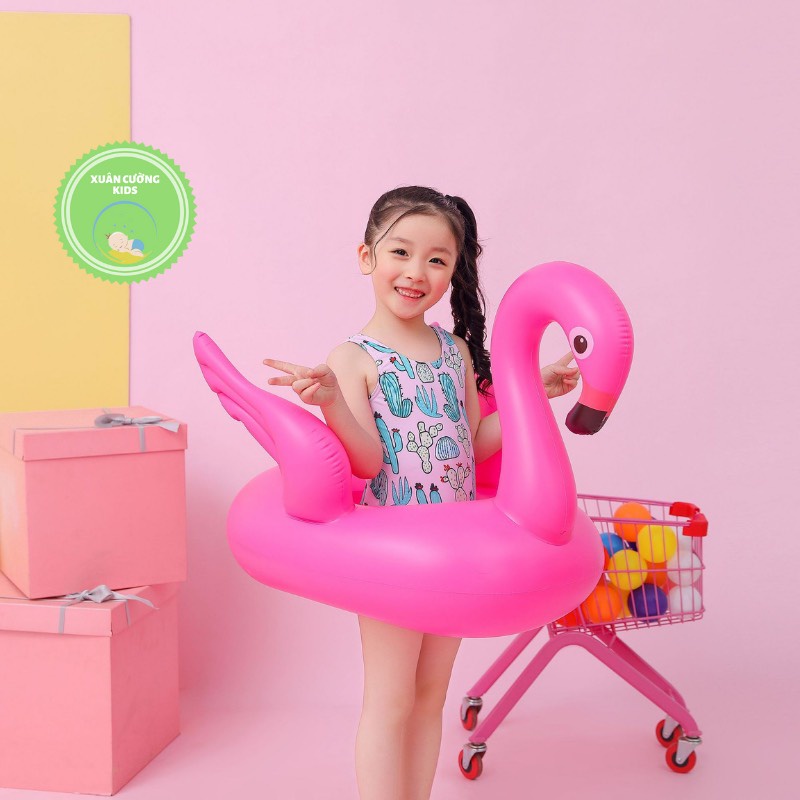 Phao bơi trẻ em, phao bơi xỏ chân chống lật hồng hạc cho bé Xuân Cường Kids