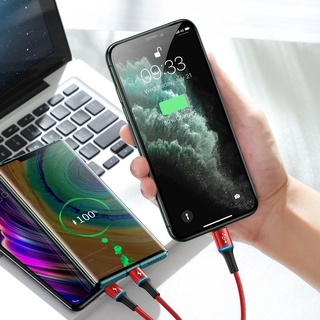 Cáp Baseus 3 Trong 1 Có Đèn LED Cổng Micro USB Type-C Cho iPhone Samsung