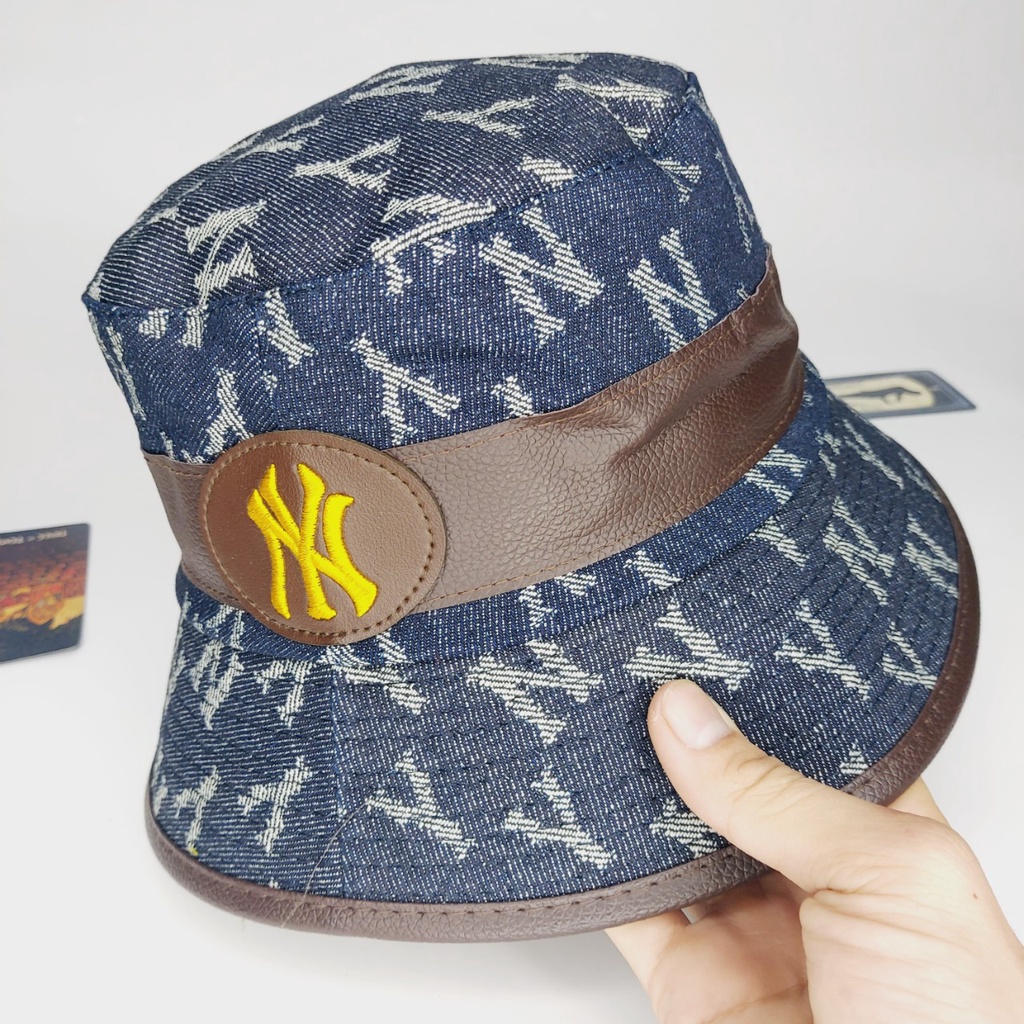 Nón vành tròn , Mũ bụket NY viền da logo nổi màu quát loang nhiều màu cực đẹp