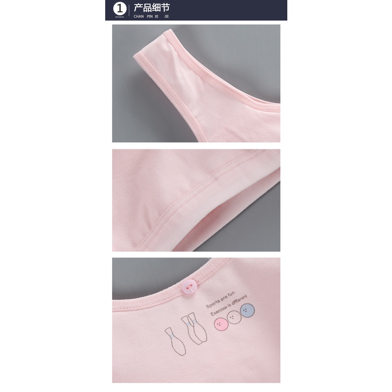 Bộ Áo Ngực Hai Lớp Phối Quần Lót Vải Cotton Dễ Thương Cho Bé Gái Tuổi Dậy Thì 8-16 Tuổi