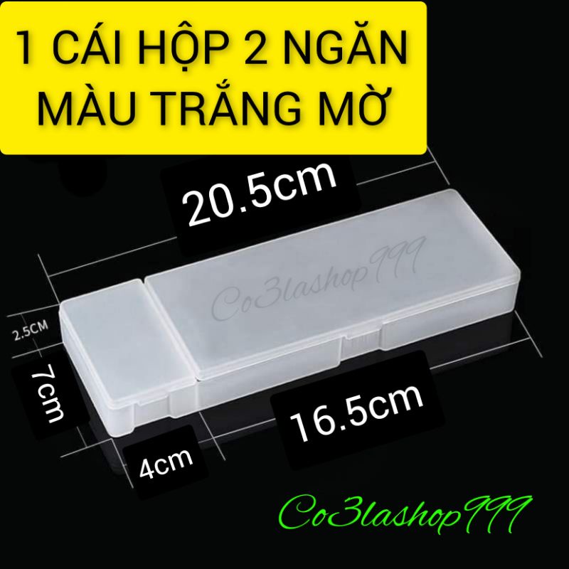 Hộp nhựa mờ 2 ngăn dùng để đựng bút viết, phụ kiện nail, văn phòng phẩm (1 CÁI)