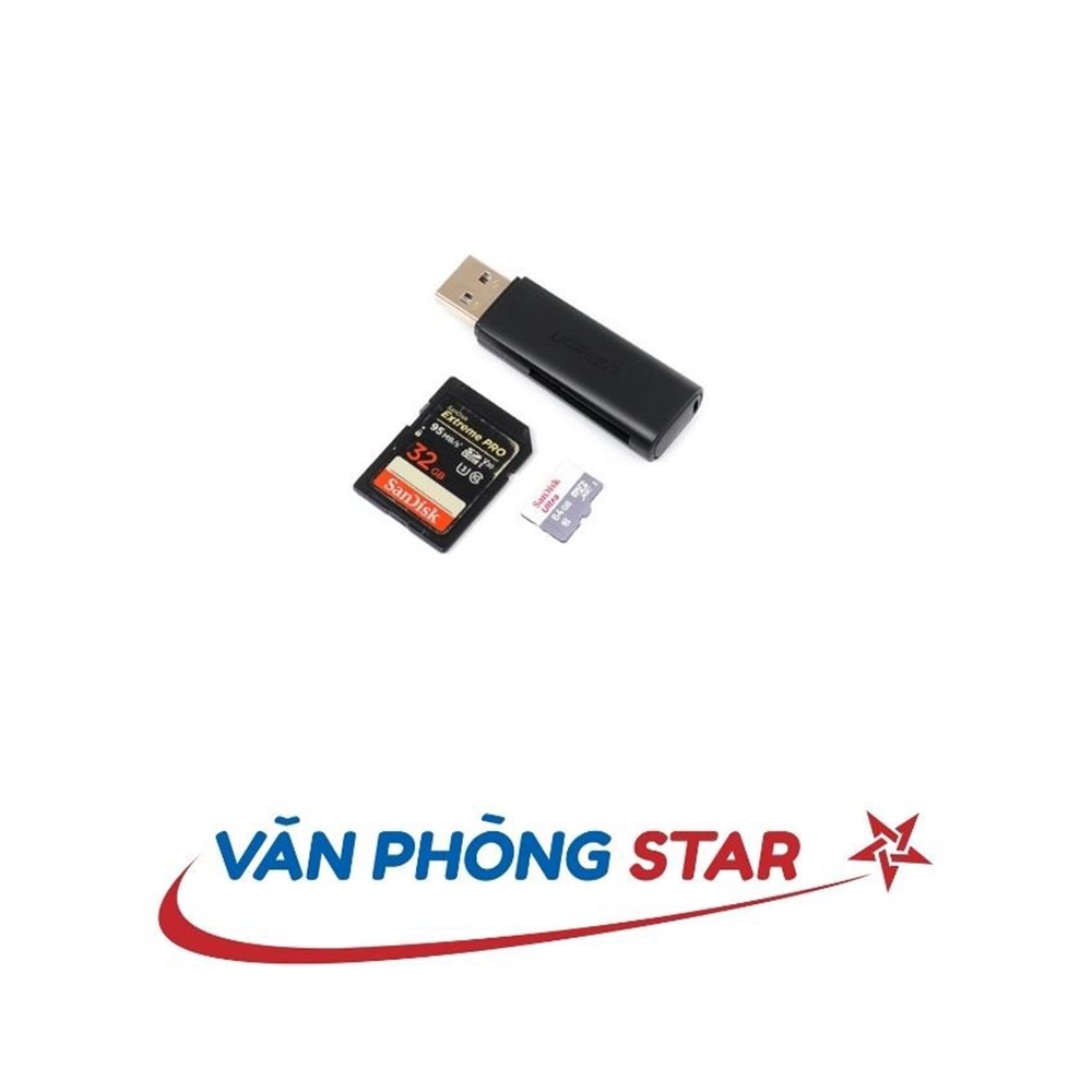 Ugreen 60721 Màu Đen Đầu đọc thẻ card reader USB 2.0 hỗ trợ thẻ SD/TF CM264 20060721 | WebRaoVat - webraovat.net.vn