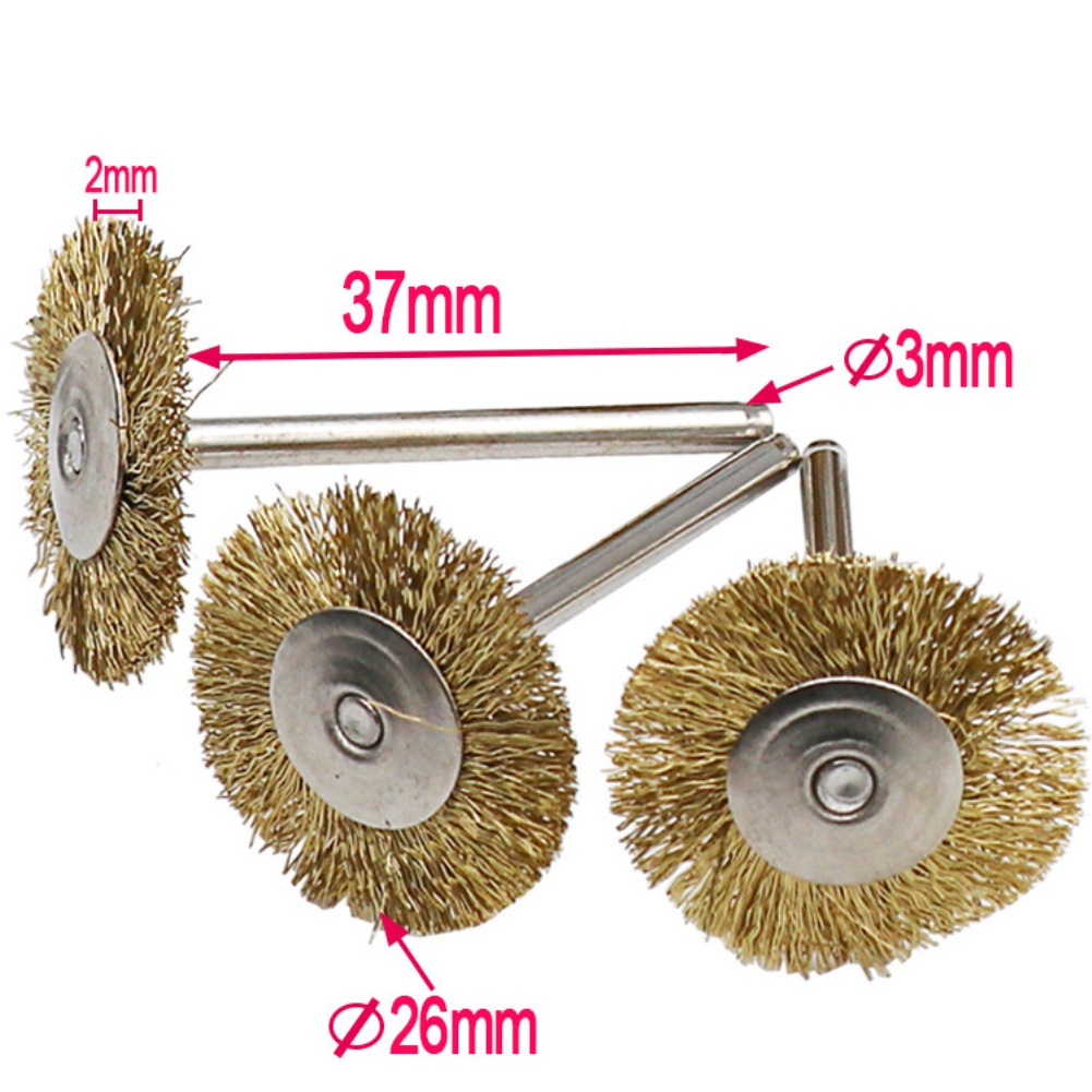 ♕ Bàn chải dây đồng 3 mm Loại bỏ rỉ sét kim loại Hình bát Bàn chải mini Bút hình chữ T Bàn chải đánh bóng phẳng Phụ kiện mài