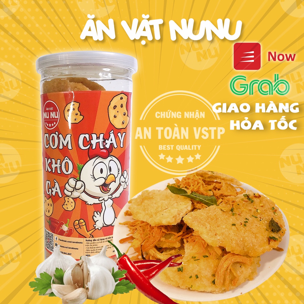 Cơm cháy lắc khô gà 300g giòn rụm siêu ngon đạt chuẩn an toàn VSTP - Ăn vặt NUNU Hà Nội