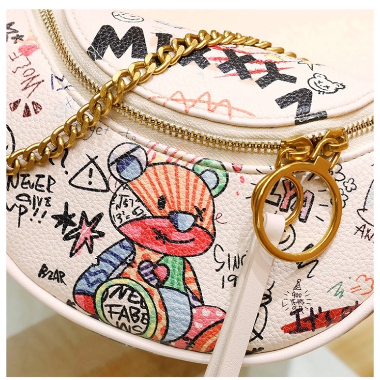 Túi đeo chéo nữ hoạ tiết gấu 2 dây đeo dáng yên ngựa Zuliashop8386