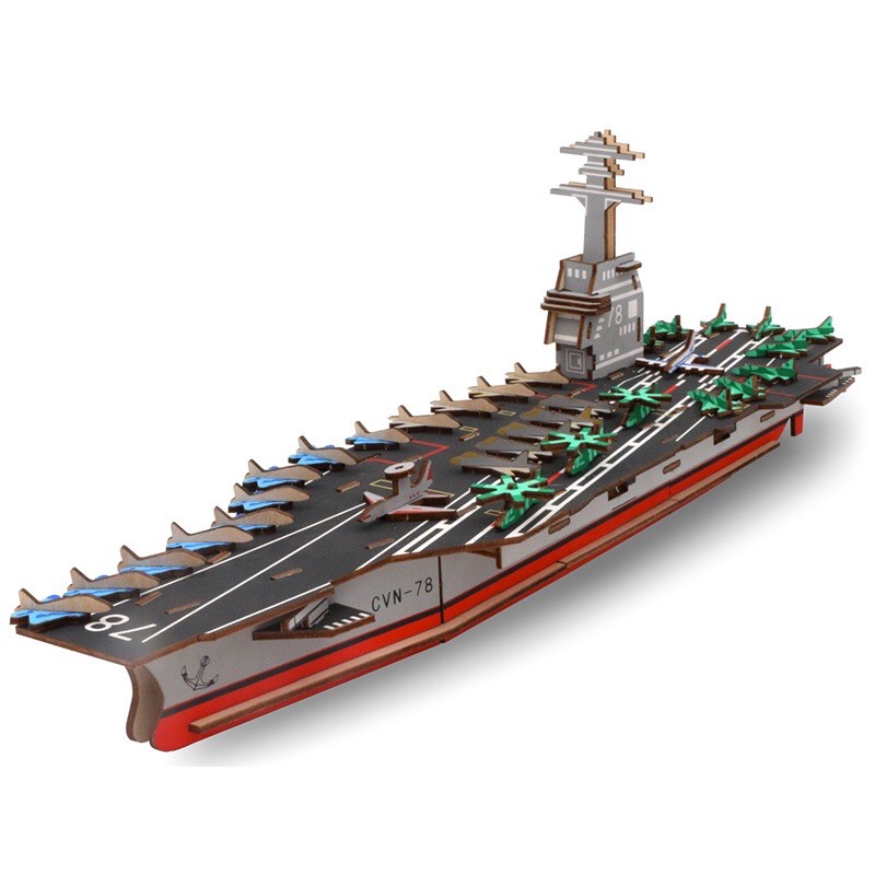 Mô hình Gỗ 3d đồ chơi lắp ráp Tàu Sân Bay, xếp hình
