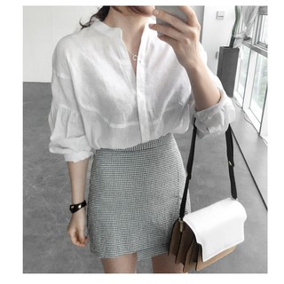 Áo Sơ Mi Nữ Cổ Trụ Tay Bồng