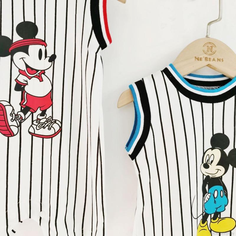 Áo Liền Quần In Hình Chuột Mickey Đáng Yêu Cho Bé