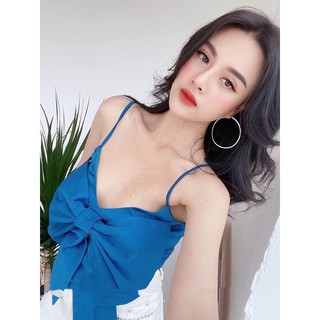 ÁO 2 DÂY CROPTOP NƠ LƯNG CHUN (ảnh thật)