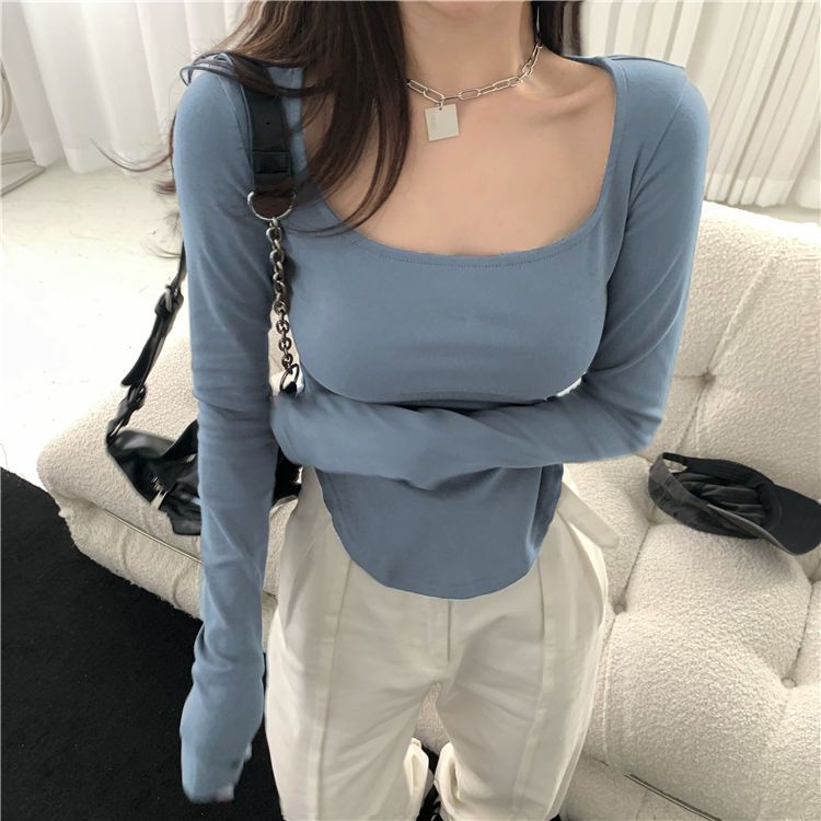 Áo Thun Tay Dài Cổ Khoét Sâu Thiết Kế Độc Đáo Quyến Rũ