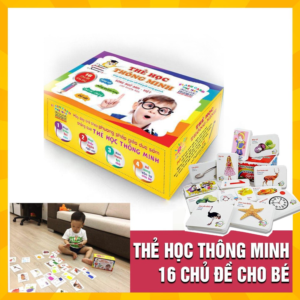 Bộ thẻ học flash card 16 chủ đề song ngữ Anh - Việt cho bé thông minh hơn